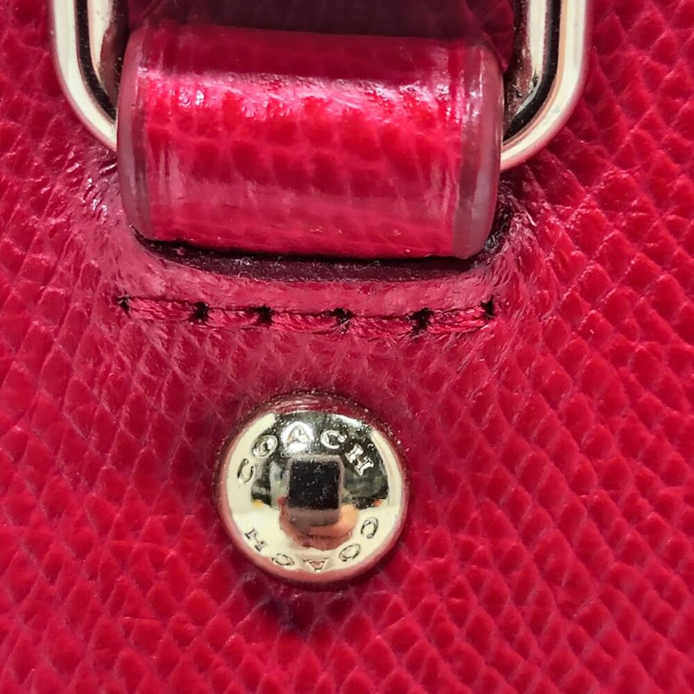 Coach Leather City Tote Bag Red City Zip Carry All Cross Grain Please Read - Picture 5 of 14